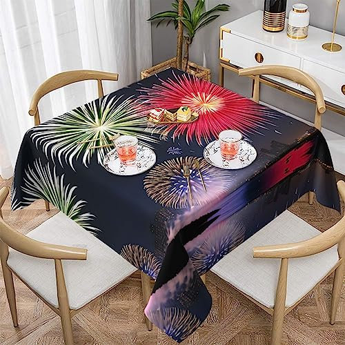 YYHHAOFA Tovaglia in fibra di poliestere per tavolo da pranzo, decorazione e protezione splendide stampe pirotecniche 152,4 x 152,4 cm