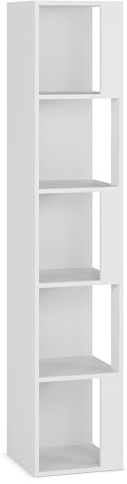 HOMN LIVING Fidschi Eckregal mit 5 Löchern, weiß, für Wohnzimmer, Esszimmer oder Büro, 32 cm (Breite) 32 cm (Tiefe) 161 cm (Höhe)