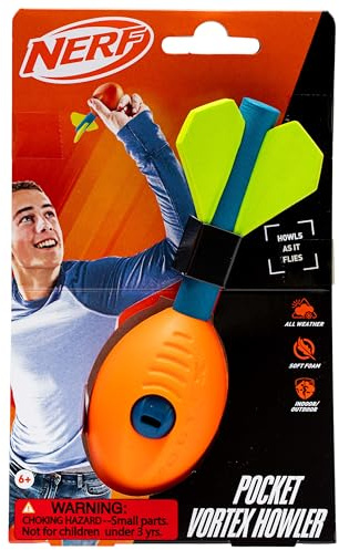 Nerf Vortex Mini Aero Howler Foam Fußball Weicher Mini Vortex Fußball für Langstreckenwürfe - Perfekt für Pool + Strand Fußball - Kinder Aero Howler Whistle Vortex Foam Ball