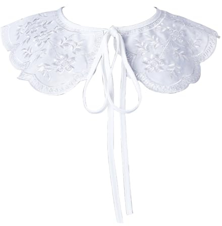 GORGECRAFT 179 x 39cm Abnehmbarer Falscher Kragen Halskrause Mini-Umhang Halsband Falscher Dickey-Kragen Polyester-Stickerei Mit Hölzernem Ohrbesatz Für Blusen Kleidung Nähen Applikationsrand DIY