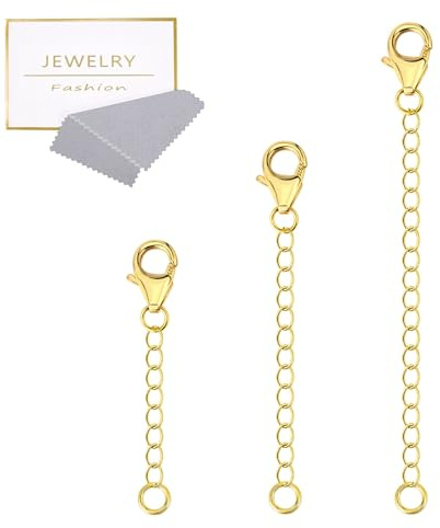 ALEXCRAFT Gold Kettenverlängerung für Halskette Armband Verlängerungskette | Sterling Silber 925 Kettenverlängerung Halskette Fußkette Armband Schmuckherstellung Verlängerungskette 123Zoll Damen Herren