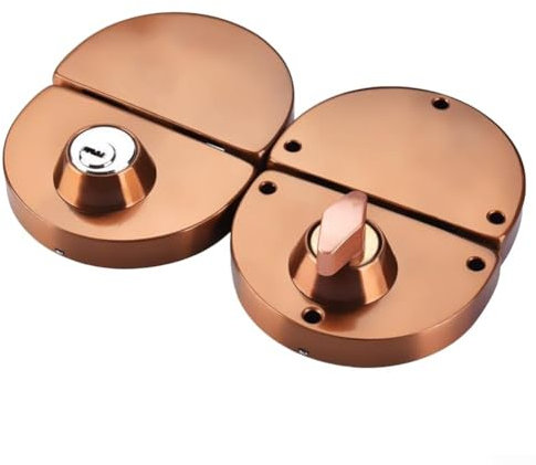 Serratura per porta in vetro a doppia apertura, max 60 mm, doppia oscillazione, scorrevole, senza cornice, per casa, ufficio (oro rosa)
