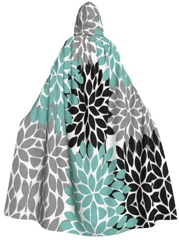 NEZIH Cape longue de Carniva avec capuche pour adultes, costume de vampire et de sorcière, 185 cm XXL, fleur de dahlia