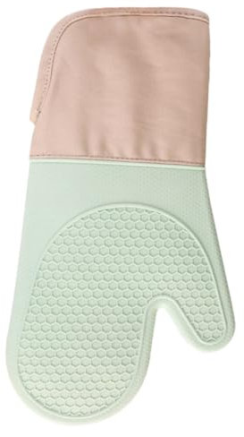 UTHCLO Heat Resistant Silicone Cotton Oven Gloves Non-slip Baking Mitts Mint Gloves for Cooking and Grilling