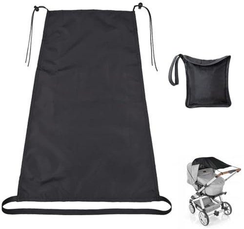 Sonnensegel Kinderwagen mit UV Schutz,Universal Sonnensegel für Kinderwagen,Sonnenverdeck für Kinderwagen,Buggy,Sonnenschutz Kinderwagen,Anti-Riss,Wasserdicht,Schwarz