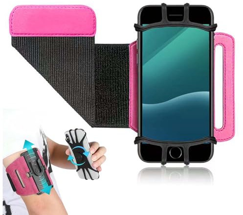 TICKLELY 1 Articulo Brazalete para Móvil Running - Porta Móvil Compatible para Correr, Brazalete Deportivo Ajustable y Giratorio, Accesorios Running Esenciales（Rosa）