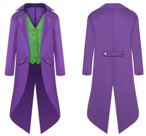 Déguisement Joker Veste Vintage Gothique Victorienne pour Homme Costume d'halloween, Manteau Gothique Steampunk pour Homme - Veste Vintage Victorienne - Uniforme