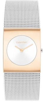 Calvin Klein Analog Quarzuhr für Damen Kollektion CK Pulse mit Edelstahl-Mesh-Gliederarmband