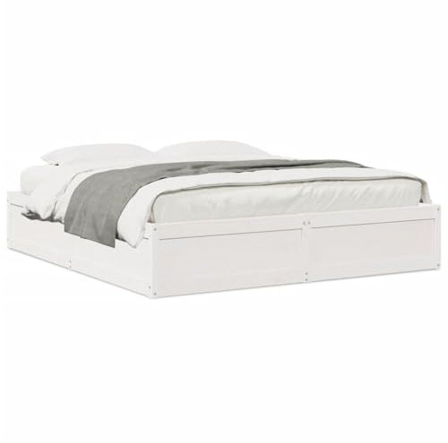 Juroupi Massivholzbett ohne Matratze Weiß 180x200 cm Holz Bett Massivholzbett Bed Frame Bettgestell Bett Holz Kiefernholz - 3282367