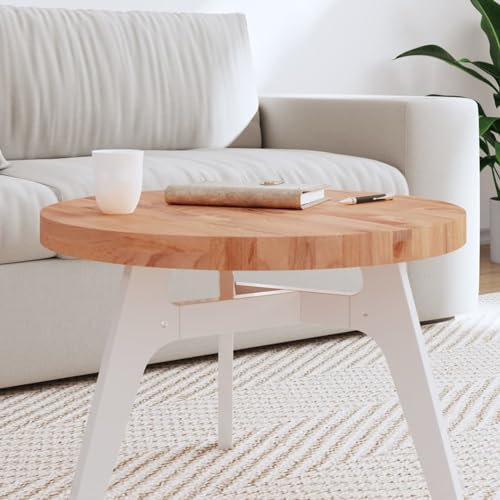 Buzaza Tischplatte Schreibtischplatte Table Top Gartentischplatte Tischplatte Ø60x4 cm Rund Massivholz Buche