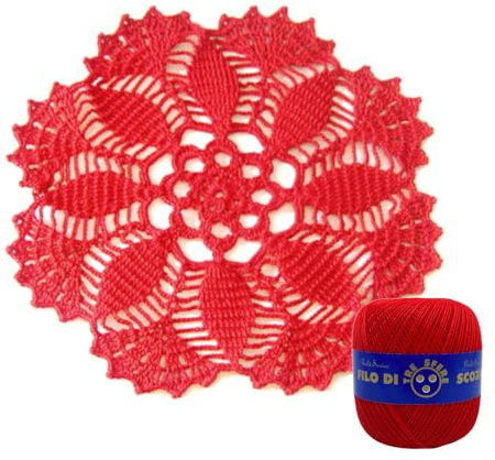 Rot Hakeldeckchen rund aus Baumwolle 26 cm (34CN) - Made in Italy