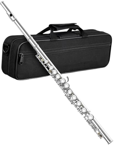 Flöte 16-Tasten-Flöteninstrument Mit Geschlossenem Loch C-Ton Versilberte Flöte Plus E-Taste Versilberte Flöte