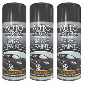 GSV Essentials 400 ML Black Satin Spray Paint, Quick Drying Satin Spray, All Purpose Black Aerosol Paint Ideal for Vehicles, Furniture, Metal, Wood, DIY Applications (3 PCS)