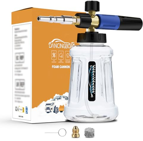Schneeschaum Lanze Schaumkanone kompatibel mit Nilfisk Alto/Kränzle/Wap | M22-14mm Verbindungsstück, 1L Schaumlanze with Verstellbare Schaumdüse für Autowäsche