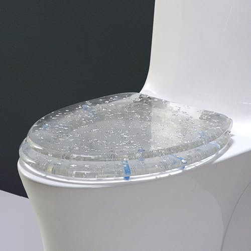 WC-Sitz aus Kunstharz mit transparentem Design, leicht zu reinigen, langsam schließend, bequem und universell passend für alle Toiletten, keine Lockerheit, ideal für Zuhause und Gästezimmer.