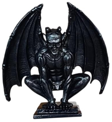 HGZLQKD Devil Gargoyle Gothic Sculpture Figurine Tabletop Ornament Multipurpose for Desktop Cabinets Lifelike Guardian Miniature, Black