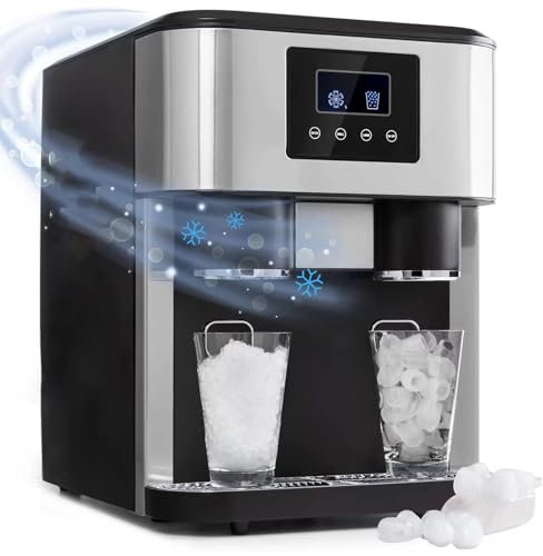 Electric Ice Crusher, Ice Maker Machine, 2 Sizes of Ice, 15 KG in 24 Hrs, 16 Ice Cubes in 9 Mins, Ice Cube Maker and Water Dispenser for Coffee and Making Iced Tea, Kitchen, Offiee,Home and Bar