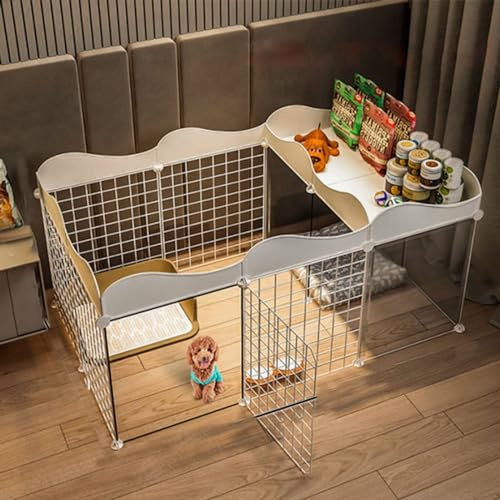 Generic Katzen-Laufstall – Katzenkäfig, Hundekäfig, Metall, Haustier-Laufstall, Katzen-Übungsgehege, Käfig, Hundehütte, Hund, faltbar, für Meerschweinchen, Kaninchen, Welpen, DIY Metalldraht, Hofzaun