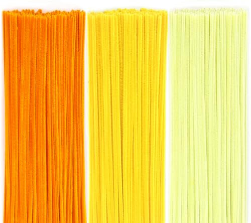 150 Stück Pfeifenreiniger zum Basteln, 3 Verschiedene Gelb Pfeifenputzer Chenilledraht, 30 cm Lang Pfeifenputzerdraht Pipe Cleaner für Handwerk, DIY Craft Projekte, Basteln, Dekorieren (3 Farben)