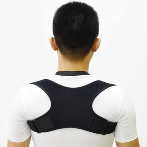 Verstellbarer Rückenhaltungsgürtel, Orthesen for die Rückenhaltung, Schulter-Nackenschmerzen-Stützbandage, Haltungskorrektur for den oberen Rücken(Black)