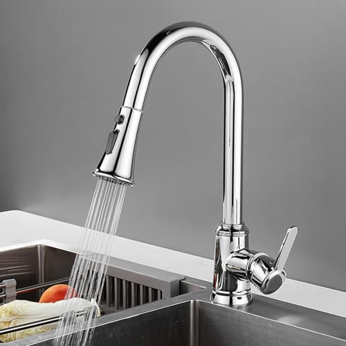 Tocca del Mixer da Cucina con modalità Spray Estraibile Cucina Cucina a Collo di Allevamento Cromo 360 Gradi Rotazione