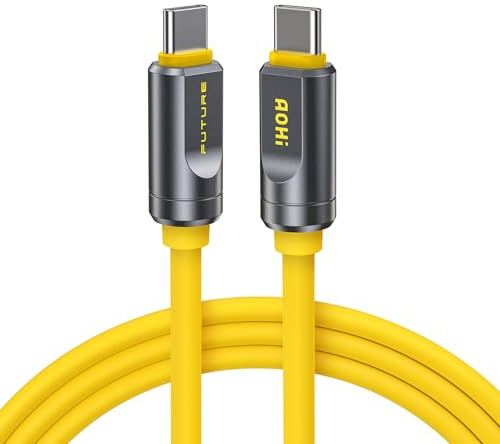 AOHI Cable Compatible Thunderbolt 5,USB4 2.0 Câble 80Gbps 2m, jusqu'à 120 Gbps,Affichage 8K/4K,The Future Adonis Câble USB C,Charge Rapide 240W Compatible MacBook Mini 4/Air/Pro,iPhone,SSD,Dock,Jaune