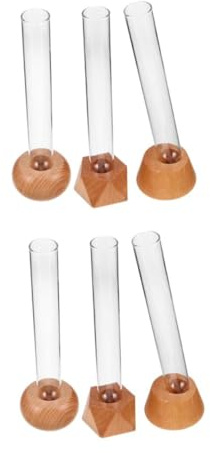 ABOOFAN 6 Pezzi Vaso idroponico Air focaccante vaso per fioriera tubi per piante tubi per piante in in legno e vetro legno Beige