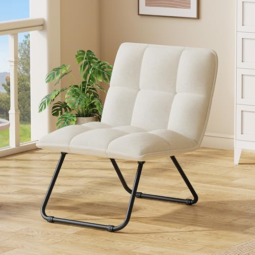 YITAHOME Klappstuhl Sessel Wohnzlmmer, Loungesessel, Ohrensessel, Lesesessel mit Aufbewahrungstasche, Einzelsofa fur Schlafzimmer Arbeitszimmer, Klappbar, mit Griff&Metalrahmen, Bis 150 kg, Beige
