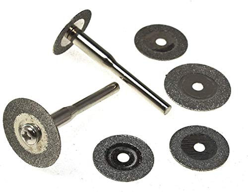 toolzone HB263 Diamond Coated Mini Cutting Disc Wheels for Hobby Drills - Silver (6-Piece)