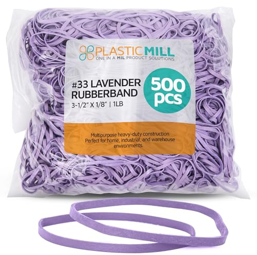 PlasticMill Rubber Bands - #33 Size - Rubberbands - 1Lb/500 Count 1 Pound / 500 Count Lavender
