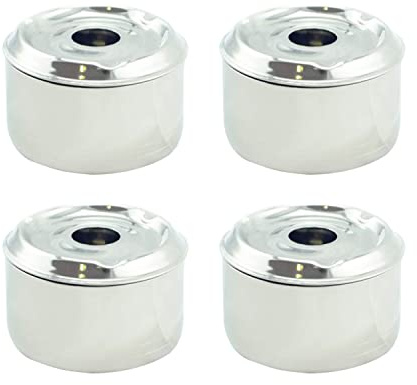 Hostelnovo - Pack 4 Ceniceros de Agua con Tapa - Accesorio para Fumadores Antiolores y Antihumo - Medidas 9 x 7 cm - Portátil e Ideal para Exterior y Terrazas - Acero Inoxidable