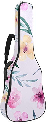 Gitarren-Gigbag, wasserdicht, Reißverschluss, weicher Gitarren-Rucksack, Bass, Akustik- und klassische Folk-E-Gitarrentasche, Pink Bouquet