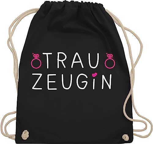 Shirtracer Turnbeutel Rucksack - JGA Junggesellenabschied Frauen - Trauzeugin weiß mit Ringen - Unisize - Schwarz - geschenke für brauttaschen bachelorette party beutel junggesellinnenabschied outfit