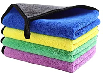 YSN Home Collection - Hochwertige Waschlappen Seiflappen Seiftücher aus Microfiber - 30 x 40 cm - 4 Stück - Gemischte Farben - extra weich, saugstark, schnell trockend
