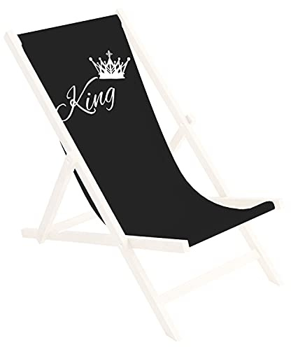 Ferocity Ersatz-Stoffbezug 131x44 cm Wechselbarer Liegestuhl Stoffbezug 100% Polyester für Holz-Liegestuhl Klappliegestuhl Motiv Schwarz King [119]
