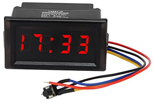 KIMISS Reloj digital LED para coche, DC4.5-30V, resistente al agua y polvo, pantalla clara de color rojo, ideal para automóviles y vehículos