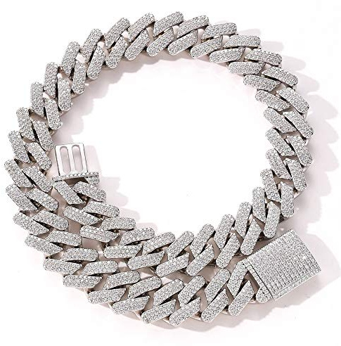 ICEDIAMOND 14K 20MM Iced Out Luxury Miami Cuban Gliederkette, 5A Brilliant Cut CZ Lab Diamant Halskette, Vergoldeter Hip Hop Schmuck für Männer Frauen