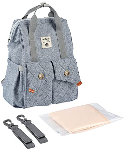 SONARIN Großer Kapazität Baby Wickelrucksack Wickeltasche,Multifunktional Wasserdicht Leicht Babytasche Wickeltasche Rucksack mit Wickelunterlage & Kinderwagen Haken für Mama & Papa(Hellblau)