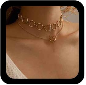 Cimenexe Punk O Ring Halskette Gold Kreis Karma Choker Halskette Toggle Bar Halskette Kette Geometrisch Geschichtet Halskette Kreis Kollarbone Halskette Kette Schmuck Für Frauen