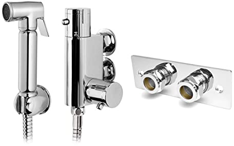 Xcel Home Hochwertige Thermostat-Bidet-Dusche aus verchromtem Messing, All-in-One-Set mit Wandplatte, muslimischer Shattaf-Duschkopf, Hygiene-WC-Spray-Reiniger, 1 Set