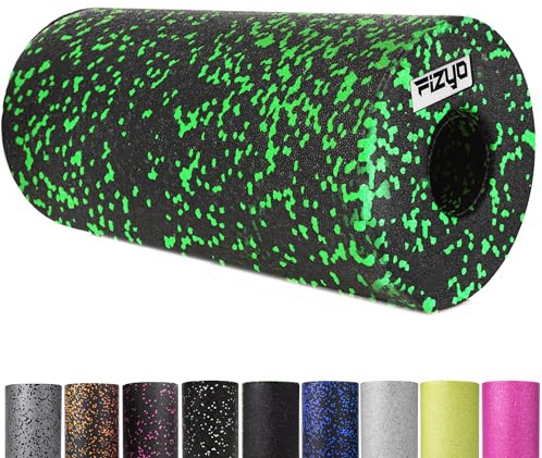 FIZYO Rouleau de Fascia en Mousse EPP – Foam Roller pour Fitness, Yoga et Rééducation, Rouleau d’Automassage Dos & Colonne Vertébrale – Dureté Moyenne – 30×15 cm (Noir-vert)