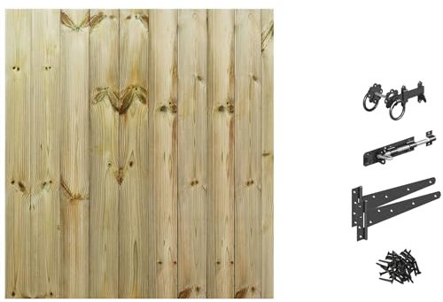 Bespoke Custom Made To Measure UPTO HEIGHT: 4ft (120cm High) Tongue & Groove Fully Framed Flat Top Pathway Garden Pedestrian Gate [Width Between 95CM to 105CM With Ring Latch Hinge Pack
