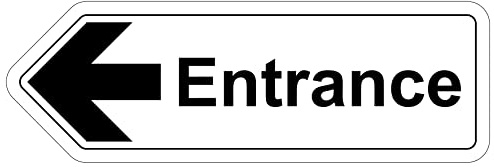 V Safety Shaped Safety Sign - Entrance Arrow Left - 450X150-1MM Rigid Plastic