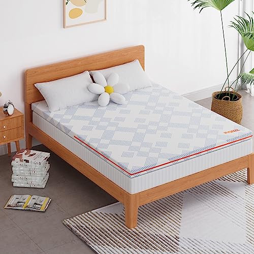 Maxzzz Topper viscoélastique 150 x 190 x 7,5 cm Soulage Les tensions Musculaires avec Particules de Gel, surmatelas Lavable, surmatelas Respirant et Soutien et fermeté Moyenne