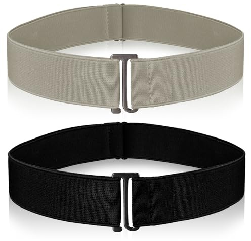 Amaxiu 2 cinturones invisibles para mujer, cinturón elástico ajustable invisible para mujer, cinturón elástico invisible con hebilla plana para pantalones, jeans y vestidos