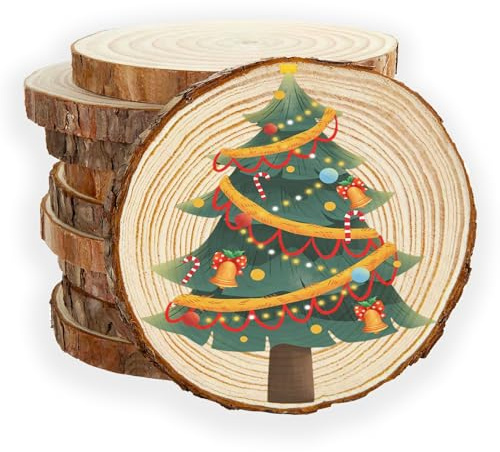 FWEEK 10 Stücke Baumscheiben Holzscheiben, 16-18 cm Durchmesser 15mm Dick Holzscheibe, Unvollendete Holzkreise Ungebohrte Holzkreise für DIY Handwerk Hochzeit Weihnachtsdekoration Baumscheibe