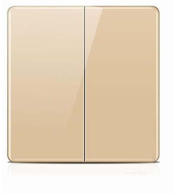 ZFQ Grande interruttore a pulsante a bilanciere, moderno pannello da parete in cristallo acrilico dorato, doppio interruttore elettrico della luce, 2 bande 1 via, 16A 250V