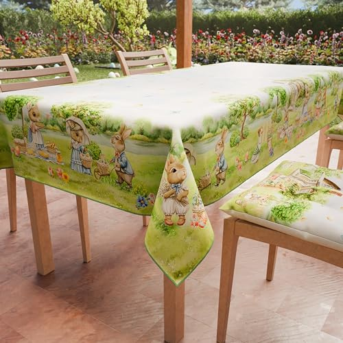 PETTI Artigiani Italiani - Fleckabweisende Tischdecke, für Küche, OsterPic NIC, X12 Plätze (140 x 240 cm), 100% Made in Italy