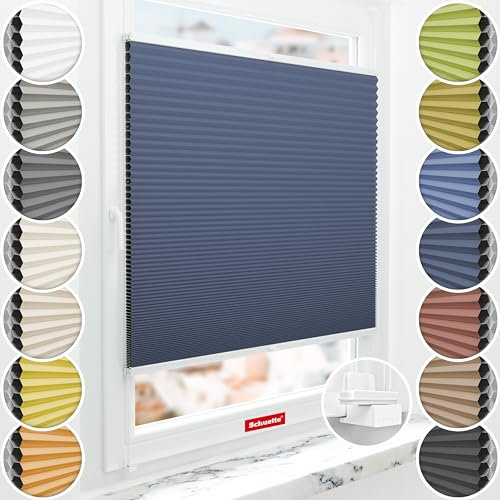 Schuette® Wabenplissee ohne Bohren ● Blackout x Honey ● Arctic Ocean (Dunkelblau) ● 25x230cm (Breite x Höhe) ● Suprafix Klemmhalter X ● 60 Sekunden Montage