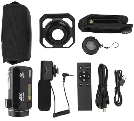 Beufee Caméscope De Caméra Vidéo 4K, Caméscope De Caméra Vidéo 4K avec Télécommande Enregistreur De Caméra à Zoom Numérique 18X pour la Photographie